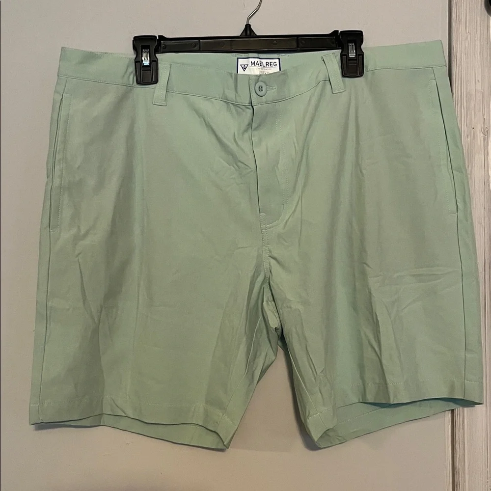 NWT MAELREG Performance Proflex Golf Shorts Size 38 X 7 in Mint Green